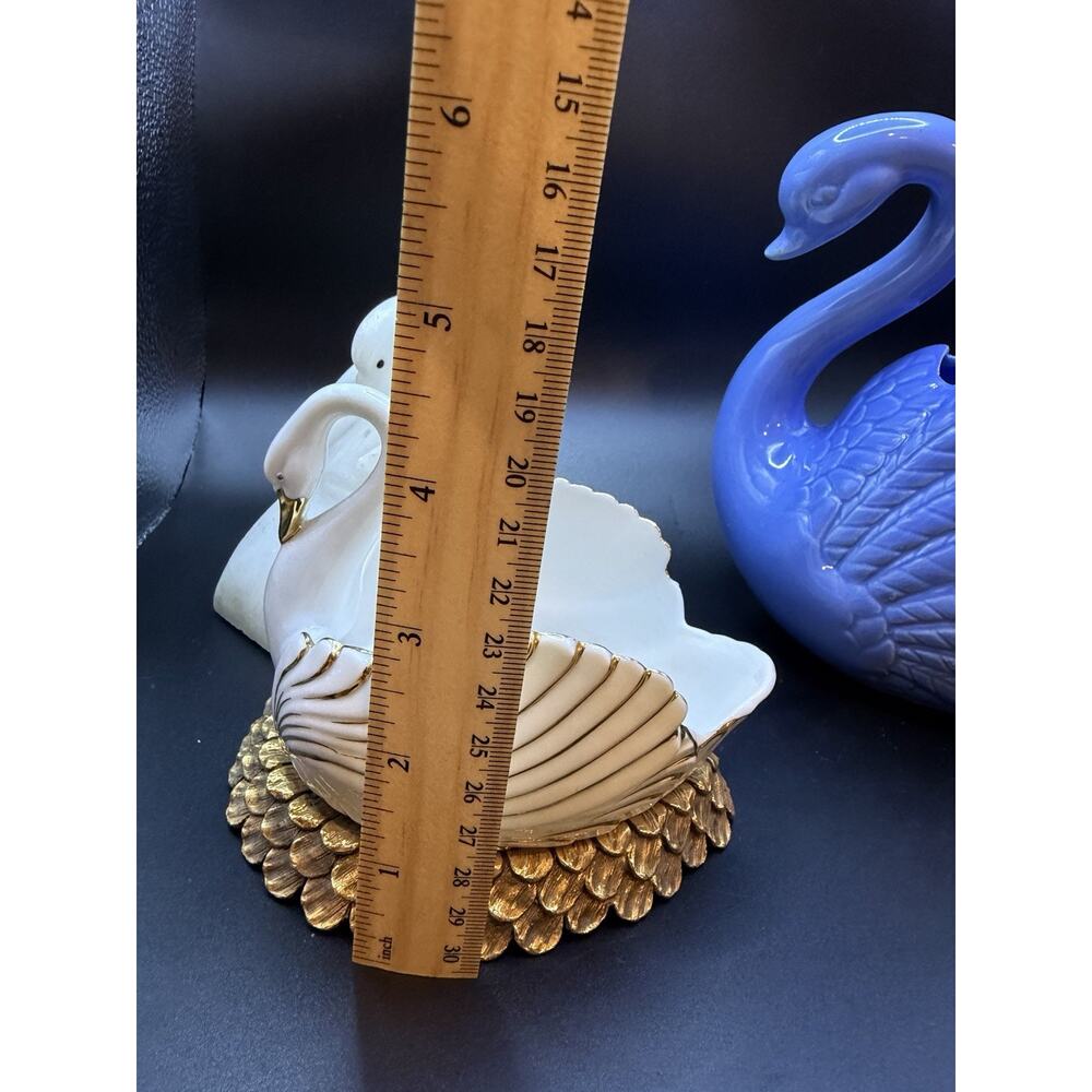 Vintage Swan Lot Ceramic Planter Swan Soap Dish Swan Bookend - Picture 8 of 16